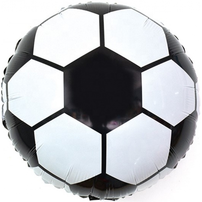 Шар фольгированный с гелием круг футбольный мяч 18"/46см черный 190581 Falali