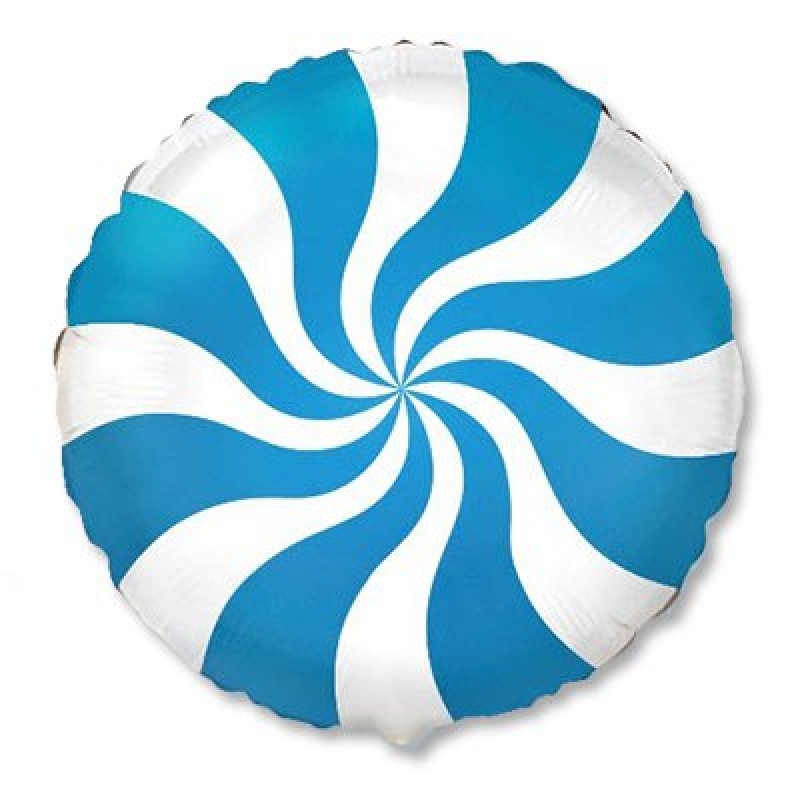 Шар фольгированный с гелием, круг Конфета голубая 18"/45см 1202-2105 Flex Metal Испания
