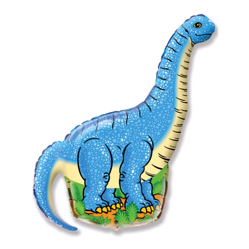 Шар фольгированный с гелием, фигура динозавр Диплодок 110/66см голубой 104606 Flex Metal Испания