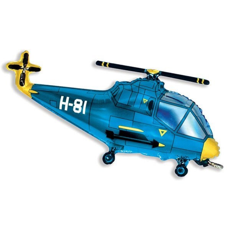 Шар фольгированный с гелием, И-160 Вертолёт голубой 57/96см. 985545 Патибум