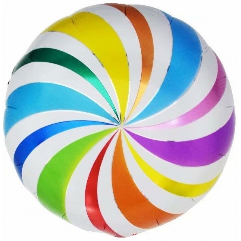 Шар фольгированный с гелием, круг, разноцветный леденец 18"/45см 15433.Falali 