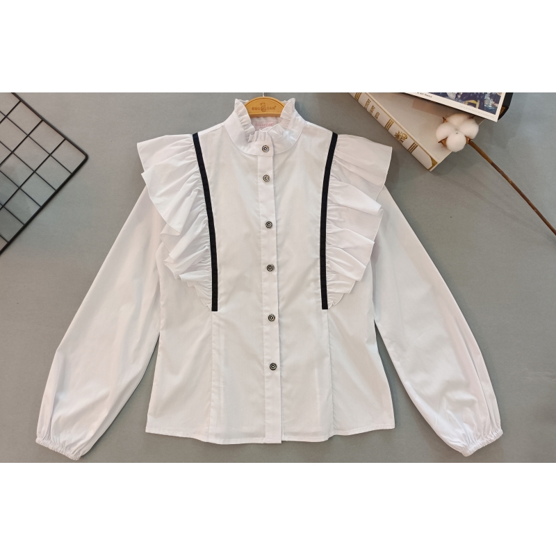Рубашка для девочки с длинным рукавом Sch22 стойка белый 186249 Colabear 