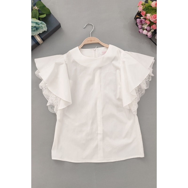 Рубашка для девочки с коротким рукавом Sch22 белый шифон 186405 Colabear