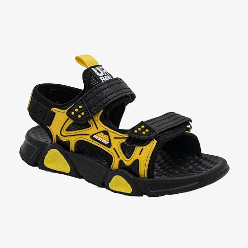 Босоножки для мальчика открытый носок и пятка Спорт черный- желтый 82198-2 Капика/Kapika 