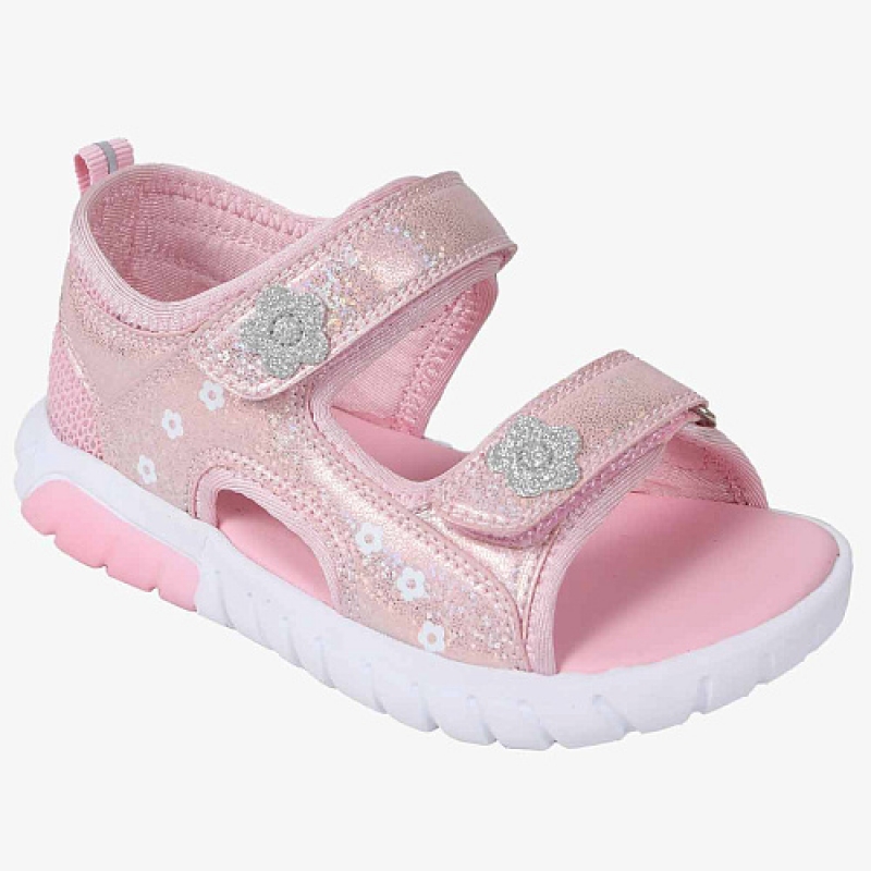Босоножки для девочки открытый носок розовый текстиль 81120-1 Капика/Kapika 