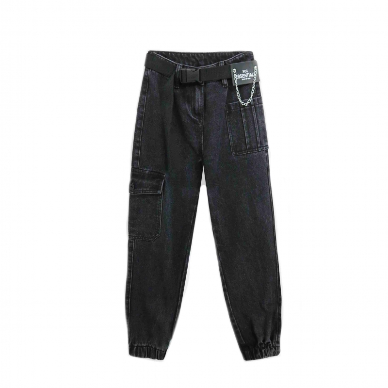 Джинсовые брюки для девочки черный 21157 Deloras