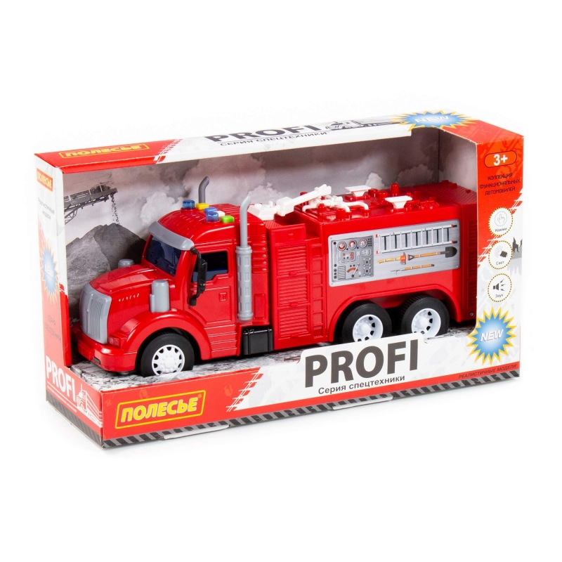 Машина "Профи", автомобиль-пожарный  инерционный (со светом и звуком) (в коробке) 86518 Полесье