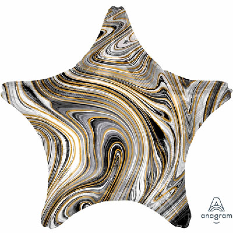 Шар фольгированный с гелием, звезда, мрамор Black 1204-1029 Anagram США