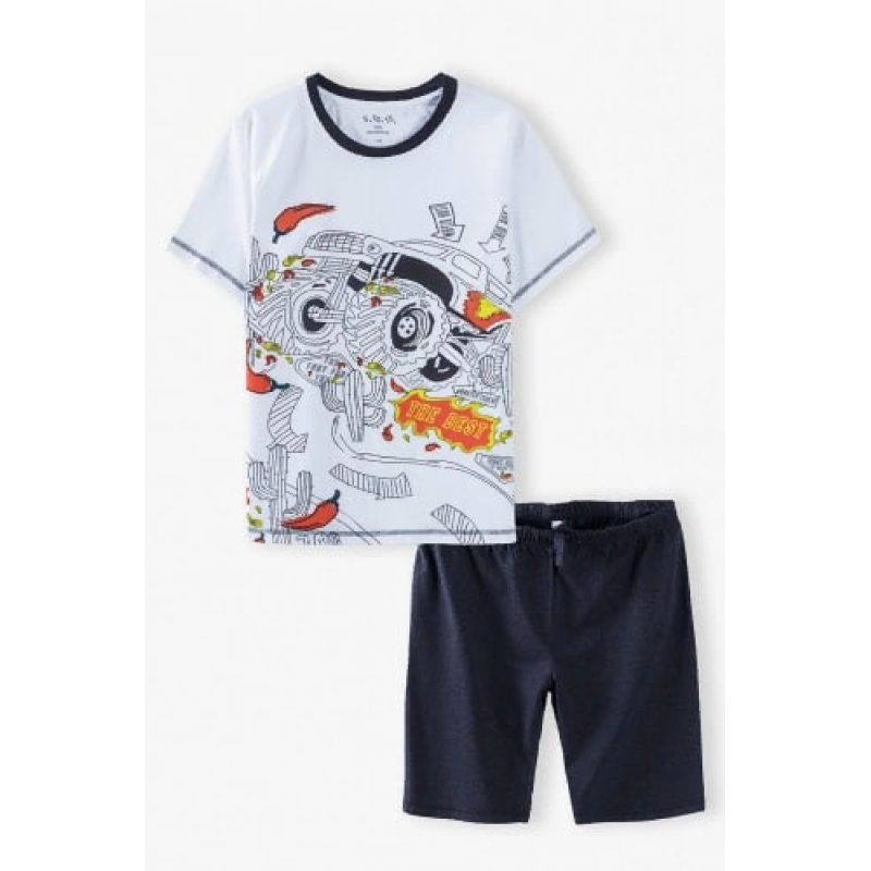 Комплект для мальчика футболка и шорты синий 2W4007 LINCOLN & SHARKS 