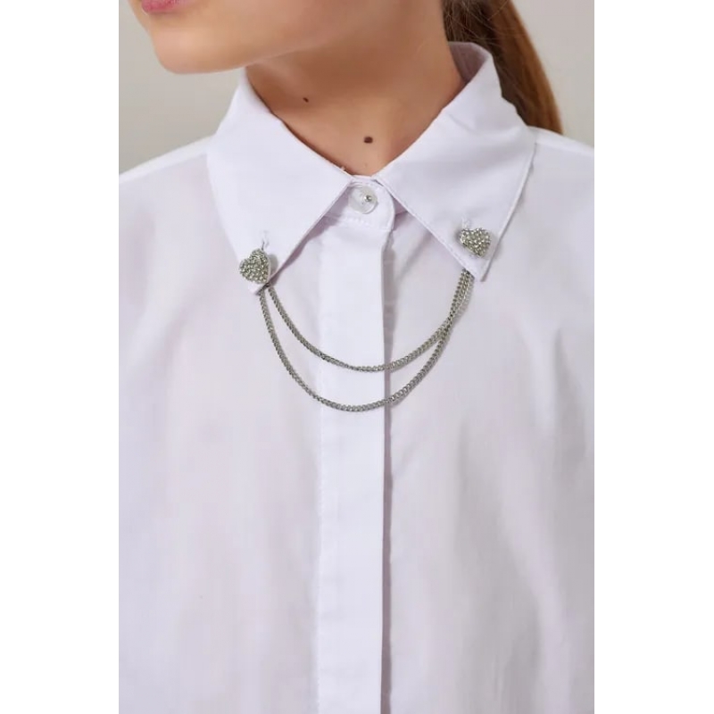 Рубашка для девочки с длинным рукавом Shc22 белый 186011A COLABEAR. 