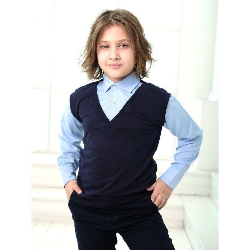 Рубашка с длинным рукавом для мальчика обманка синий 1029 unik kids Турция 