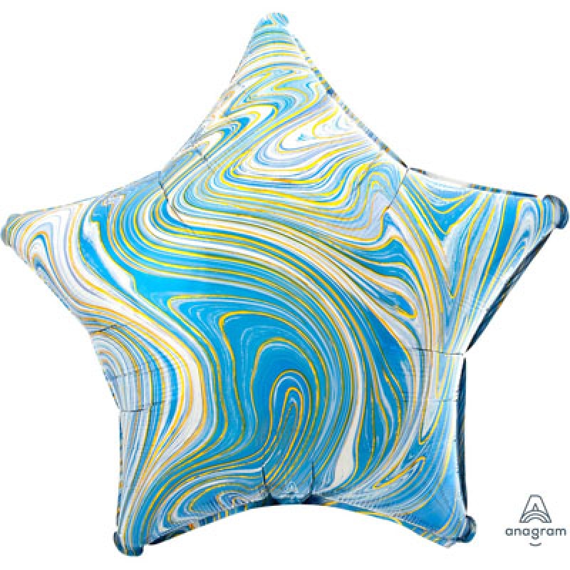 Шар фольгированный с гелием, звезда, мрамор Blue. 1204-1031 Anagram США